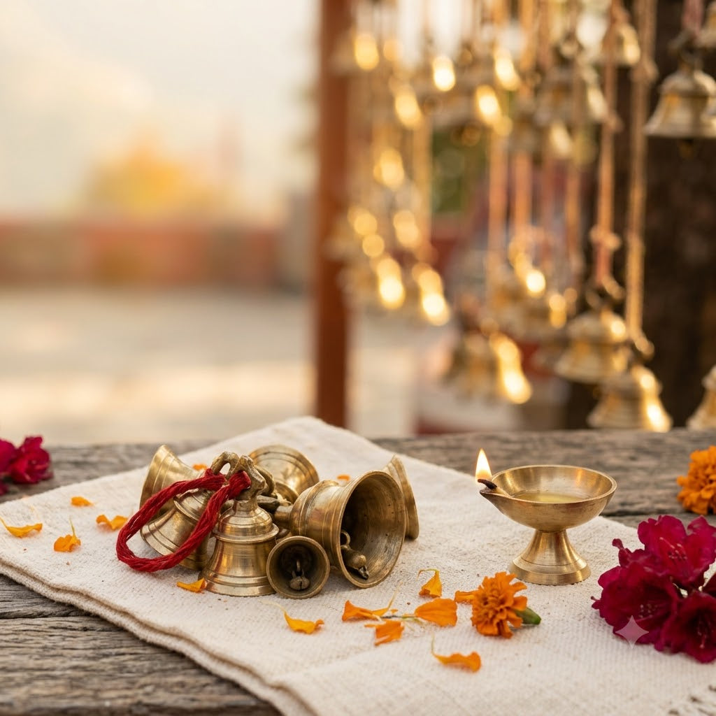 Temple bells at dusk in the hills of Uttarakhand